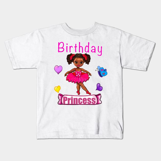 It’s my birthday Cute african American princess ballerina Kids T-Shirt by Artonmytee